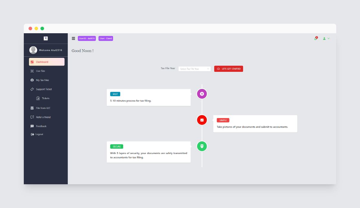 Riwa Dashboard Page