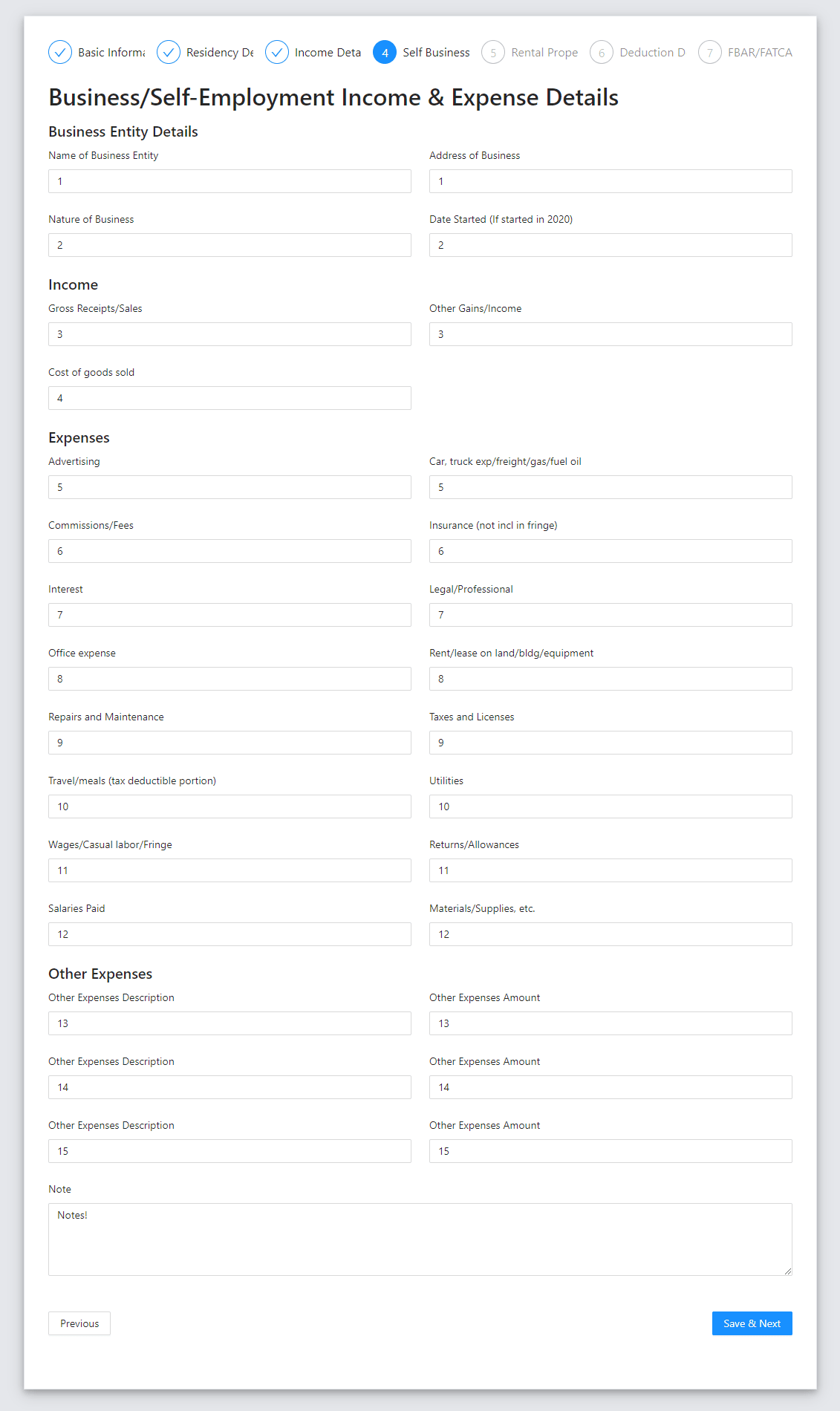 Riwa Tax Filing Listing Page