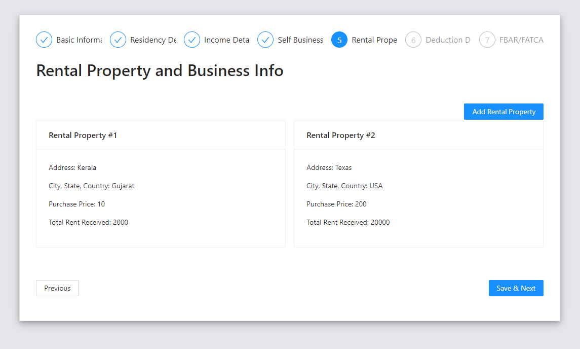 Riwa Tax Filing Listing Page